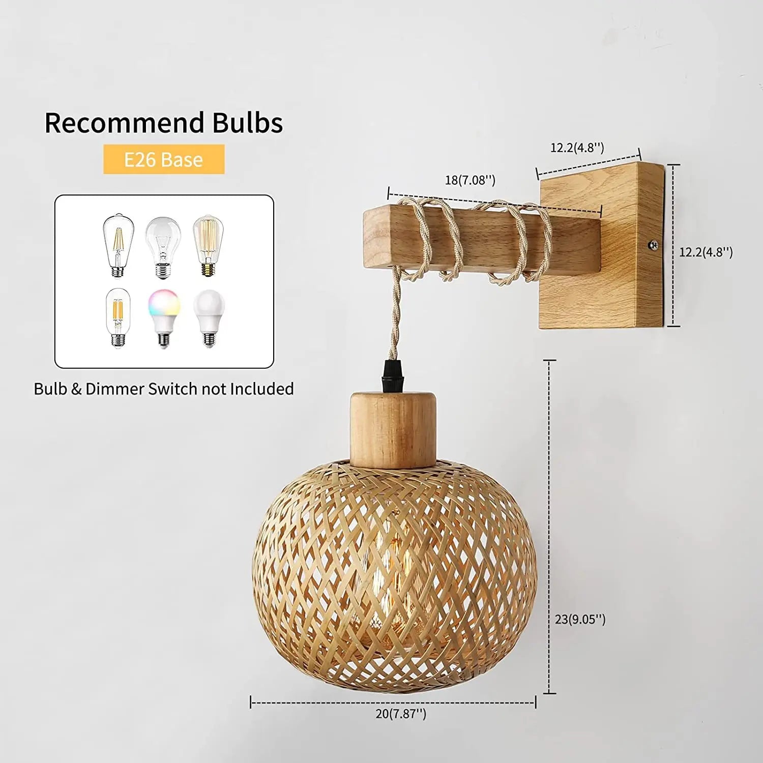 Japanese Bamboo Rattan Wall Lamp