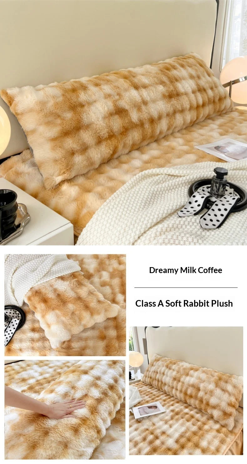 Solid Color Plush Long Pillowcase Cushion Cover
