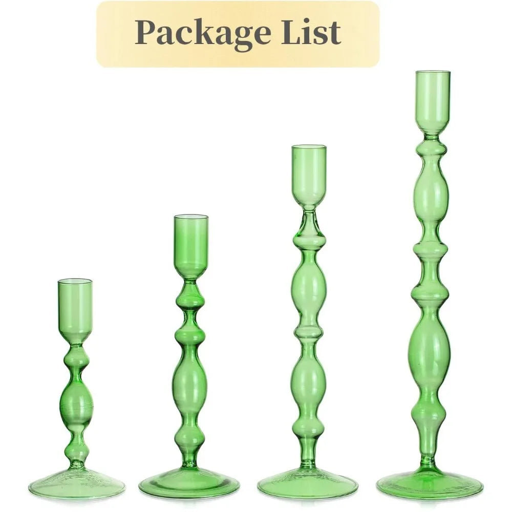 Wavy Glass Taper Candle Holders