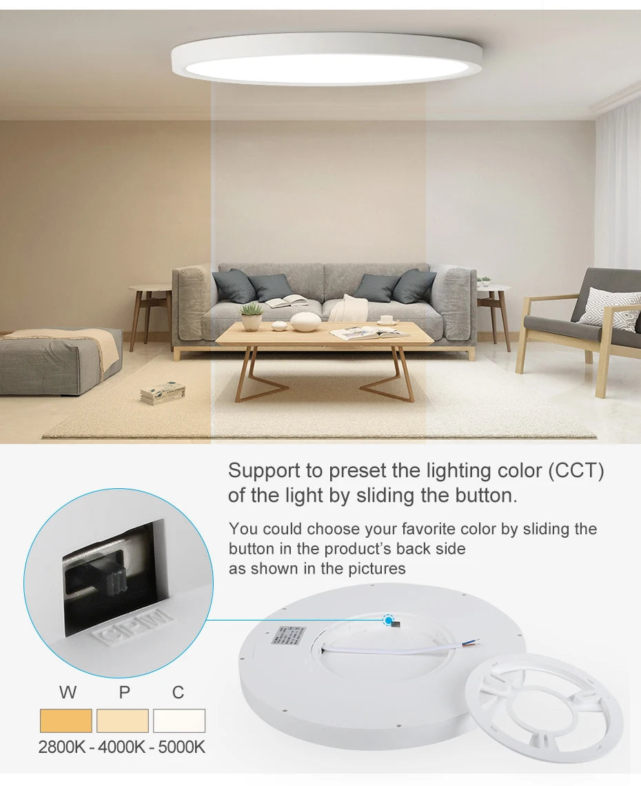 LED Ceiling Light Wood Grain & White 3 in 1 Lighting Colors