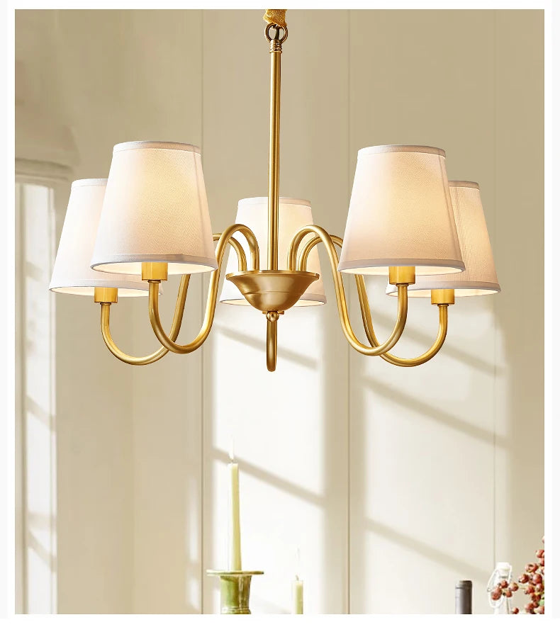 Copper and Fabric Retro Chandelier