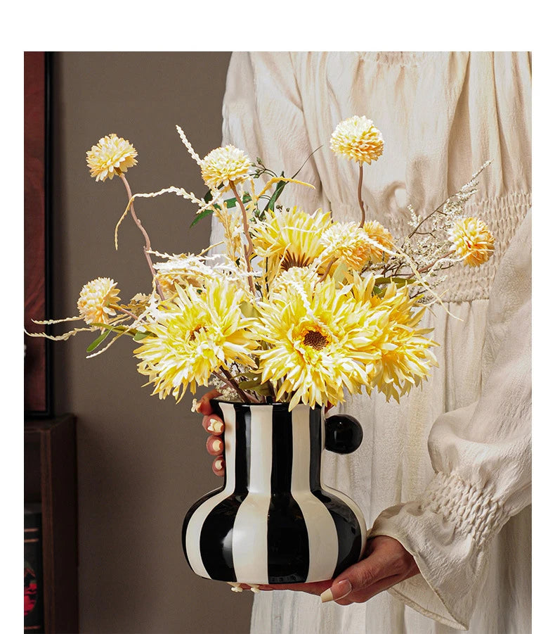 Colorful Striped Ceramic Vase and Plant Pot