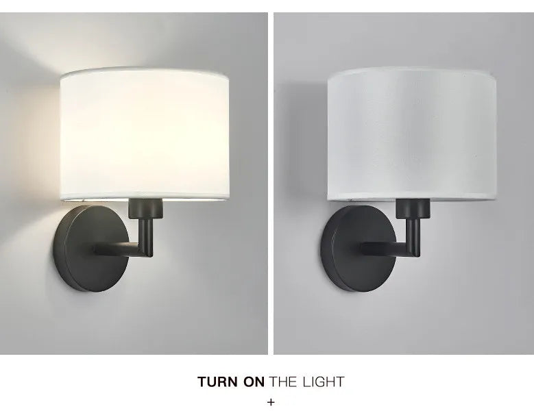 Fabric Shade Wall Lamp With Reading Light