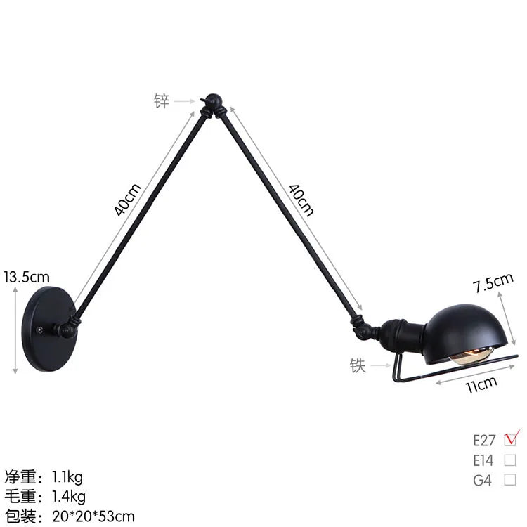 Modern Simple Adjustable Interior Led Wall Lamp White Black for Bedside