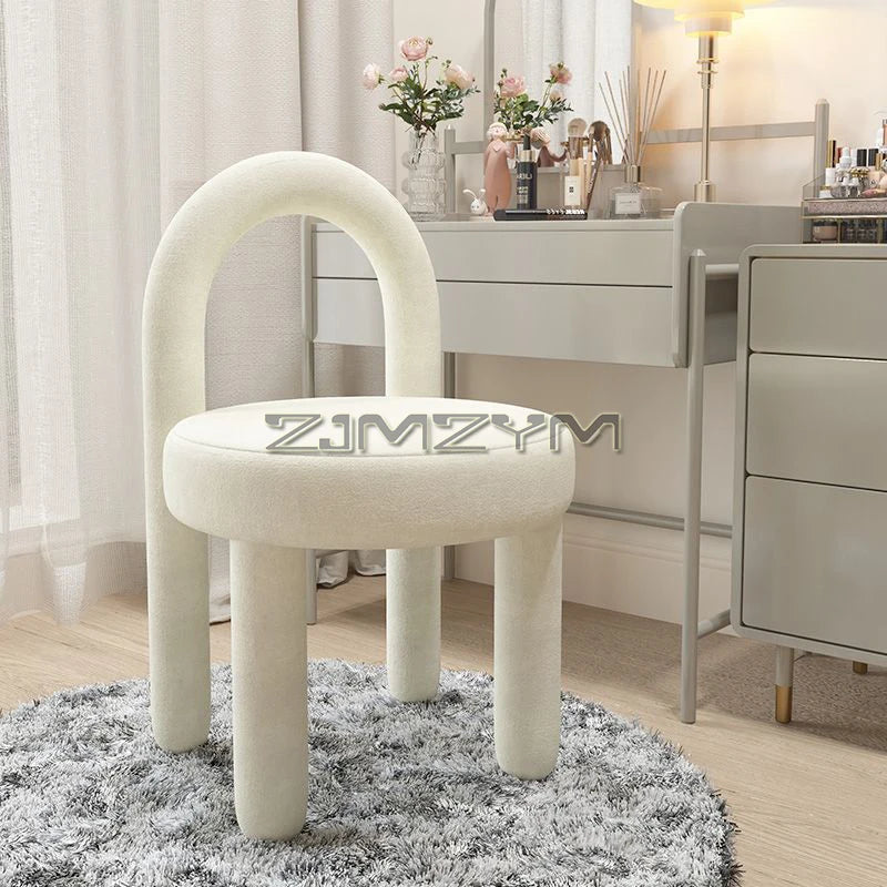 Round Velvet Vanity Stool Footrest