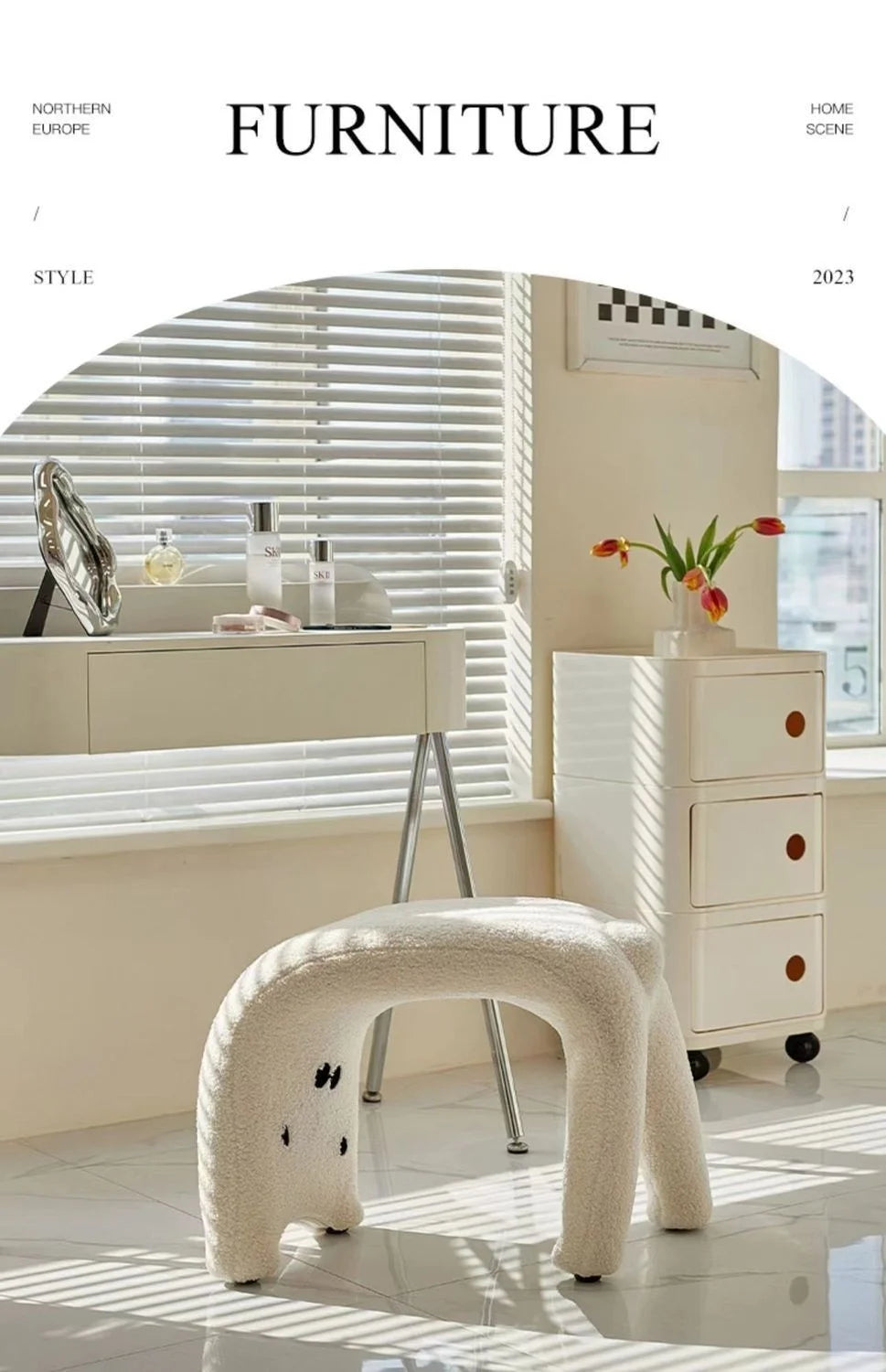 Plush Armless Dressing Chair