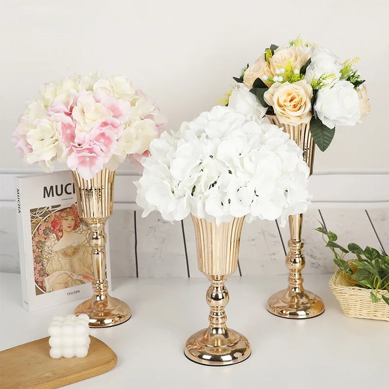Gold Metal Trumpet Centerpiece Vase