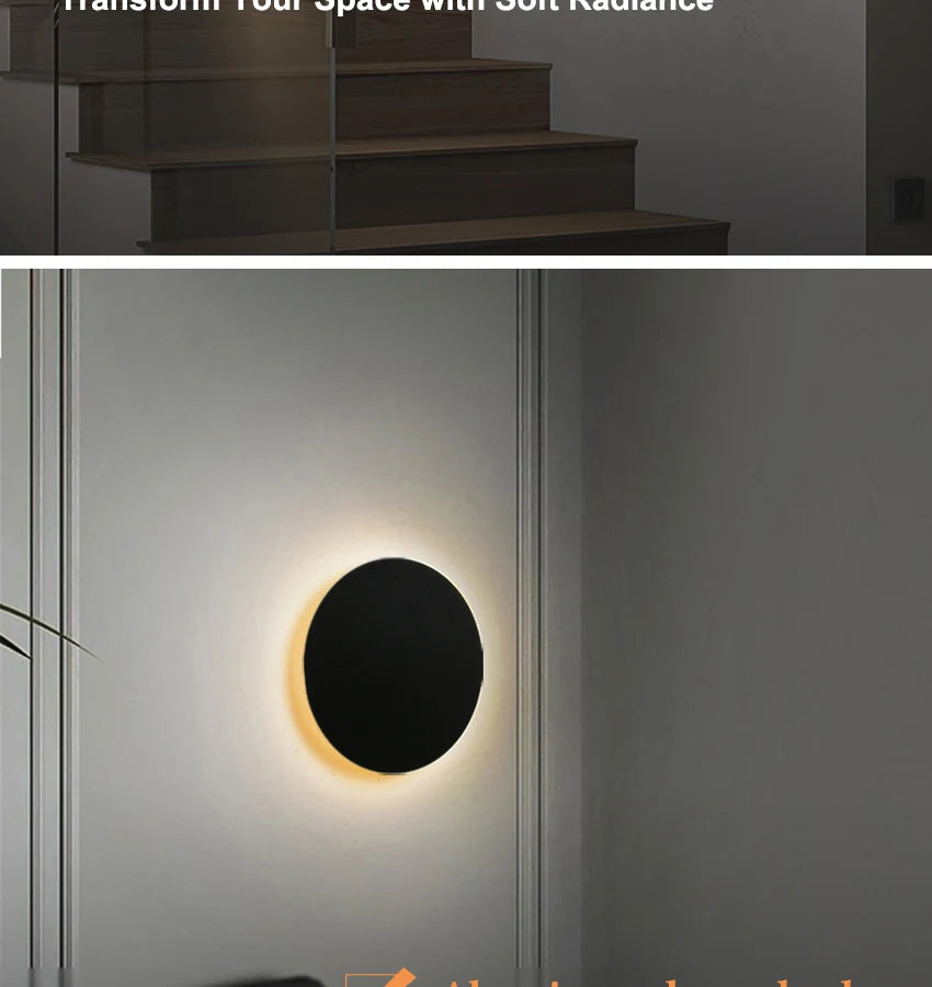 Modern Round Wall Lamp 15cm/20cm LED Black/White/Gold Aluminum Acrylic
