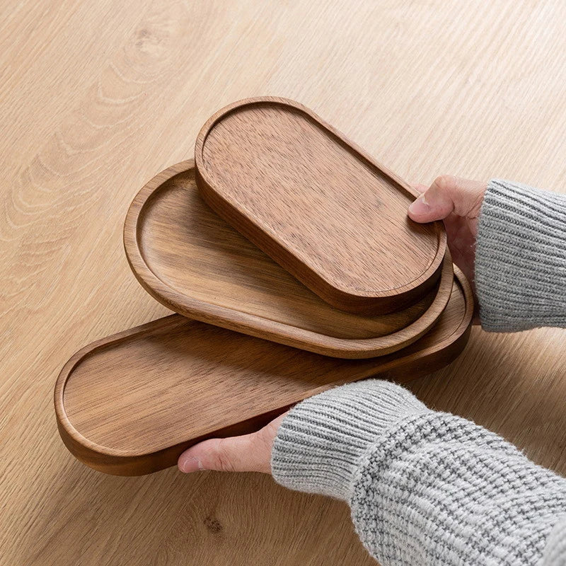 Wooden Serving Trays Oval Wood Tray Platters for Serving