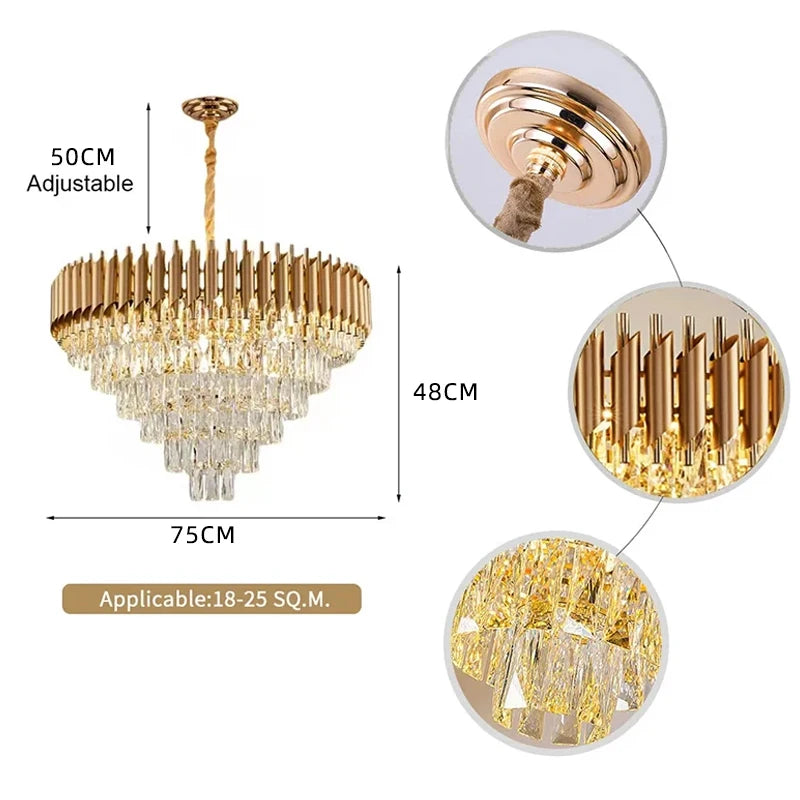 Luxury Crystal Ceiling Chandelier Lighting Modern Living Room Lights