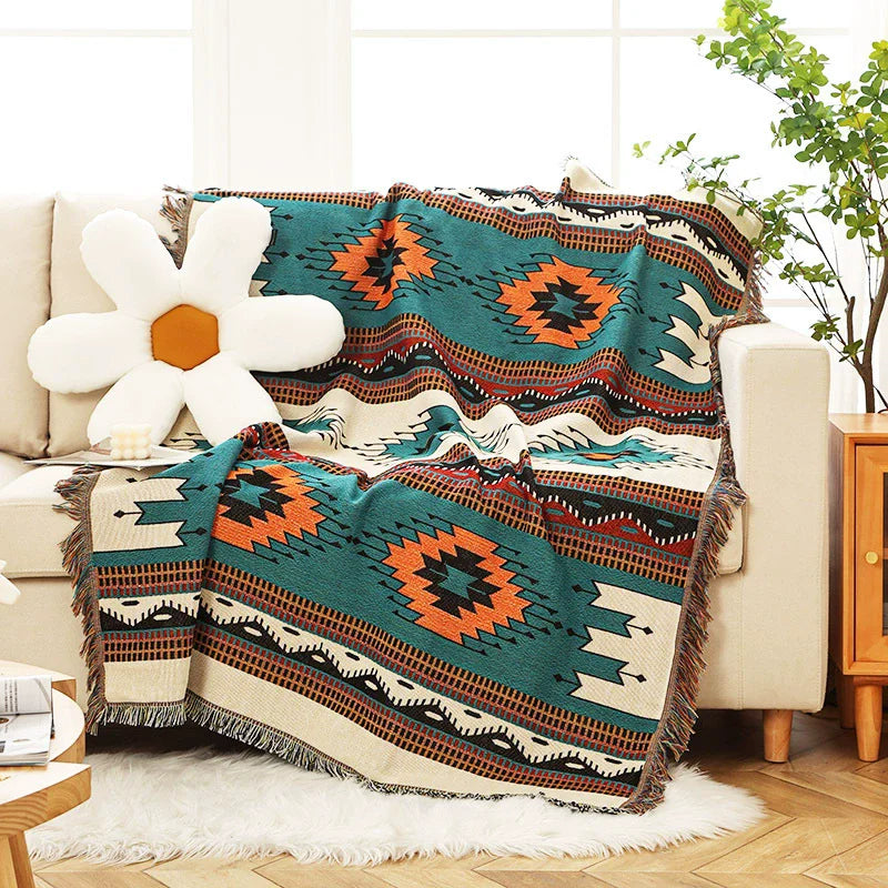 Nordic Plaid Knit Sofa Blanket