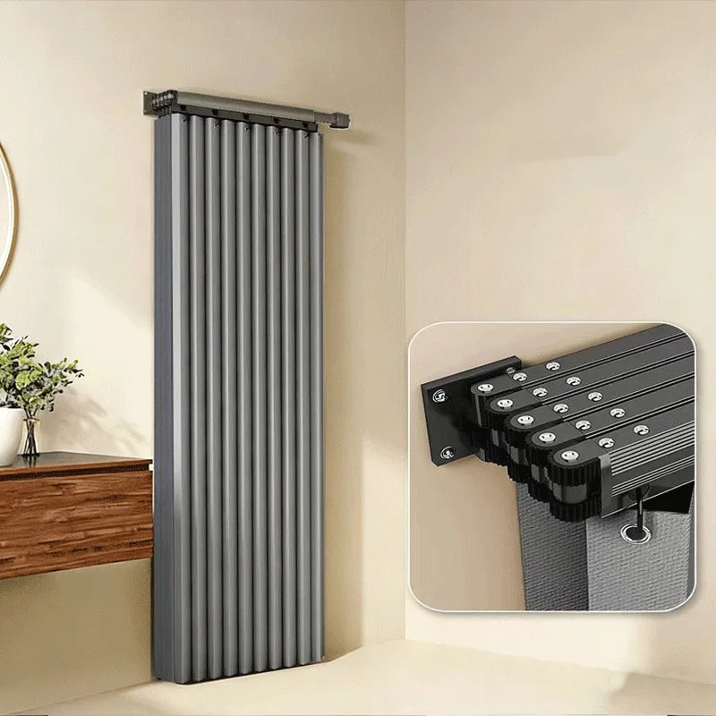 Foldable Shower Curtain Rod Set