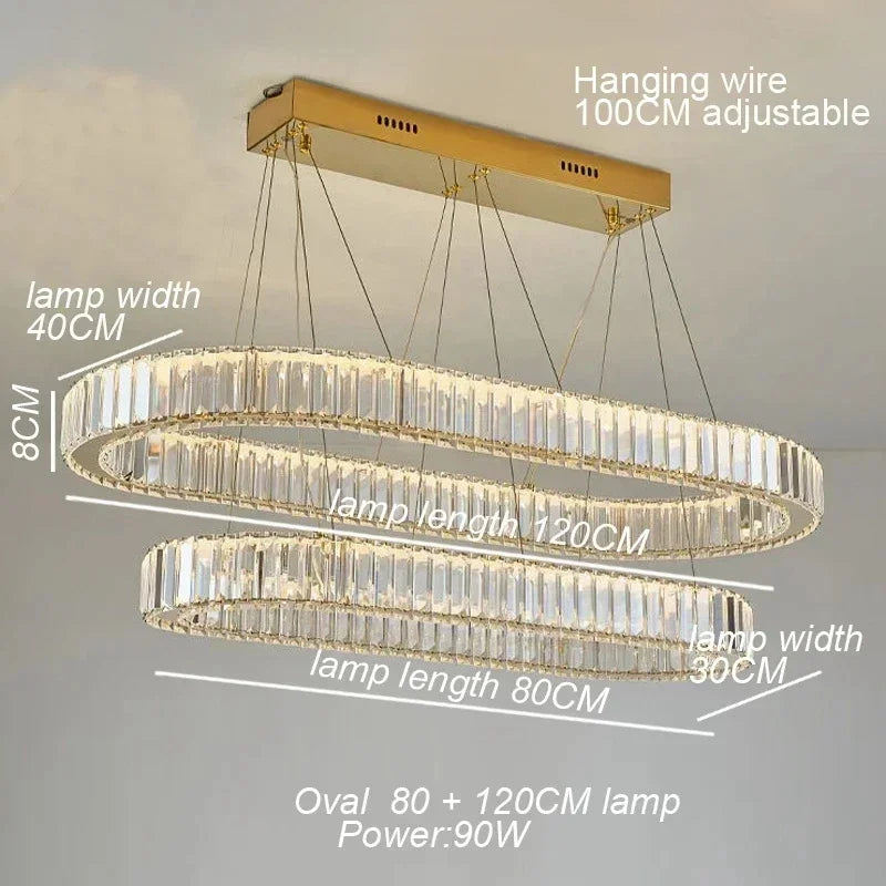 Modern Gold Luxury Crystal LED indoor Chandelier Bedroom Living Room