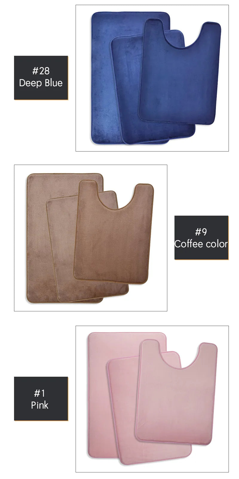 Three Piece Toilet, Bath Floor Mat, Shower Mat, Bath Absorbent Mat, Non