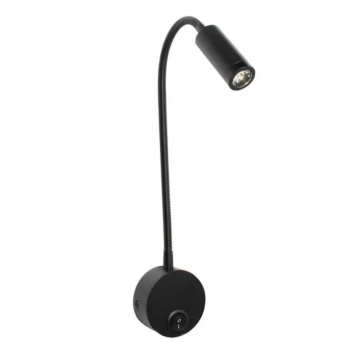 Bronze 3W LED Reading Light Black White Silver Gooseneck Wall Lamp