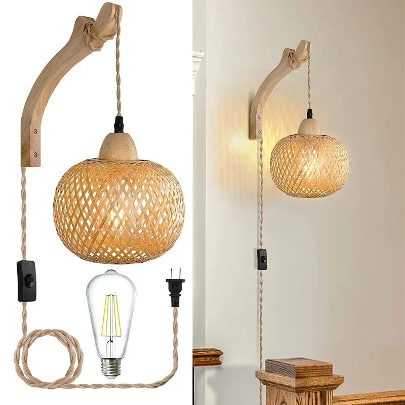 Bamboo Lantern Woven Wall Lamp