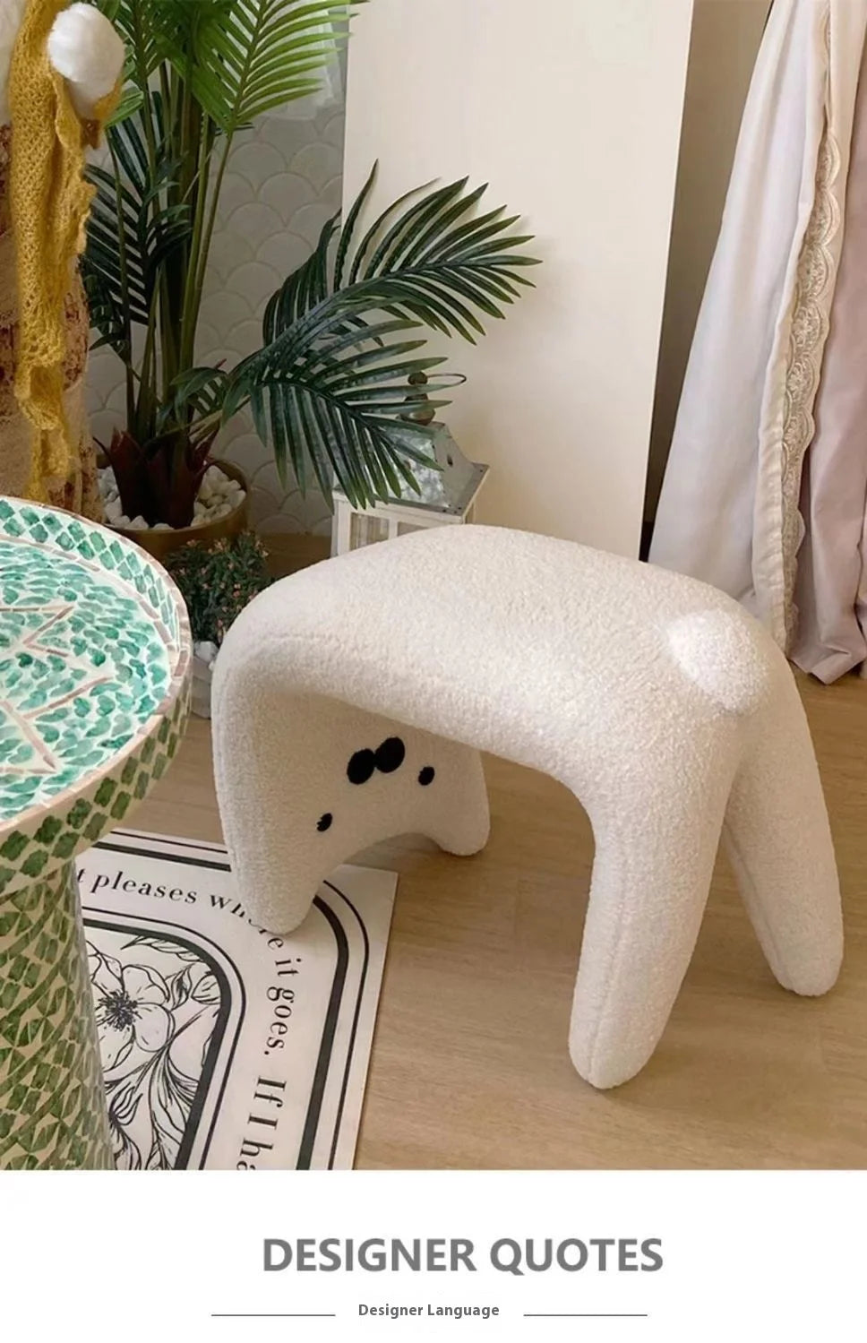 Plush Armless Dressing Chair