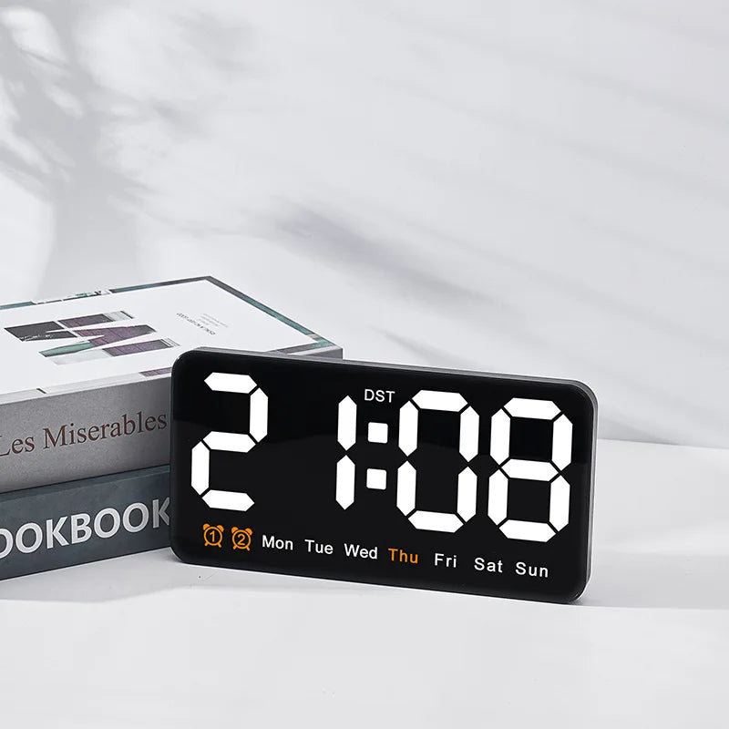 Voice Control Large Digital Wall Clock Temperature Date Week