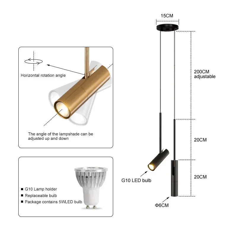 Nordic Black LED Bedside Pendant