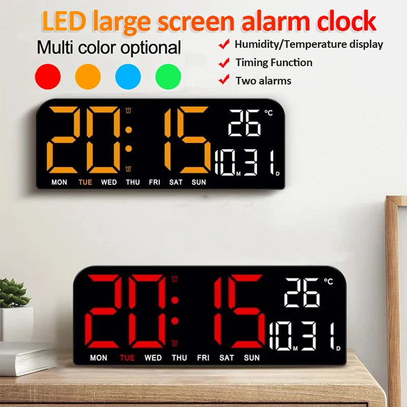 Large LED Digital Wall Clock Temperature Date Week Display