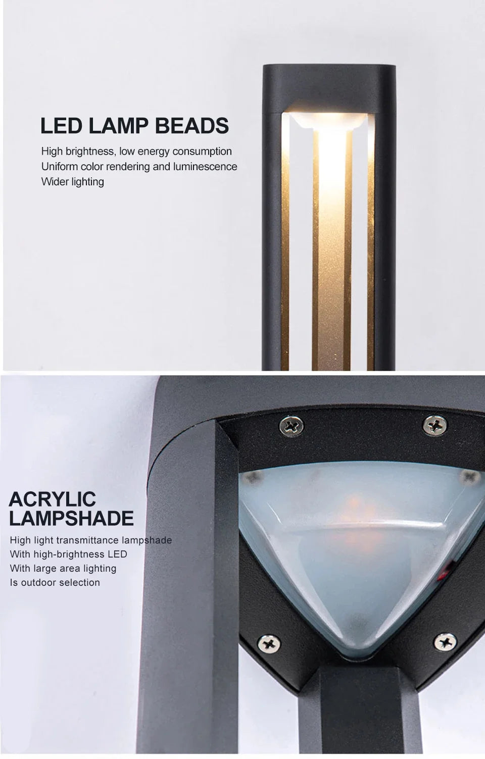 Outdoor LED Bollard Landscape Light Black Garden Pathway Lighting