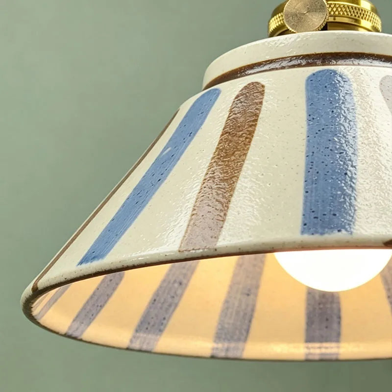 Blue and White Glazed Ceramic Pendant