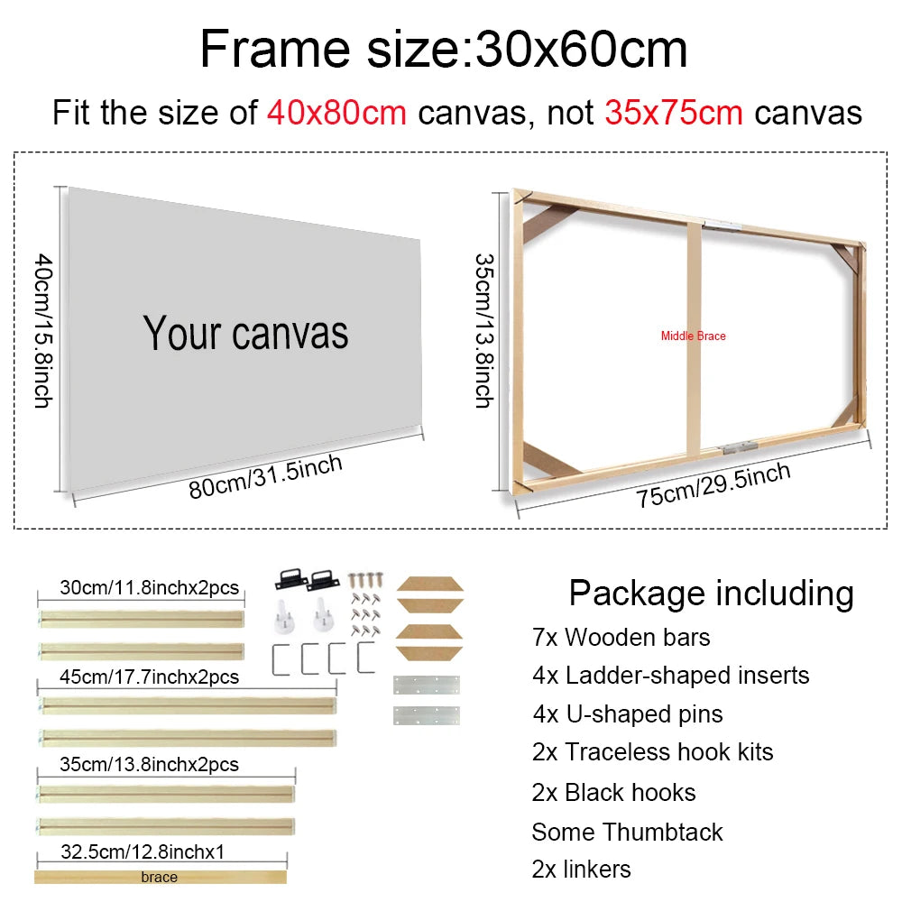 Various Sizes Canvas Frame Wooden Frames Natural Wooden Photo