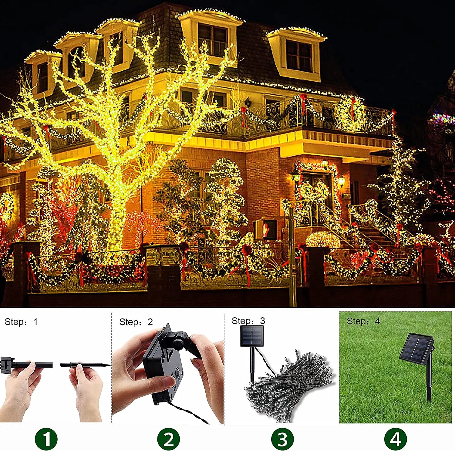 Solar Garden String Lights 8 Modes