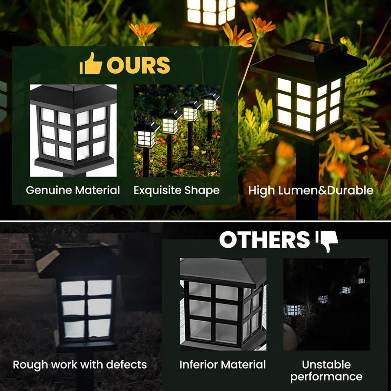 8 Pack Solar Pathway Garden Lights Outdoor Waterproof Landscape