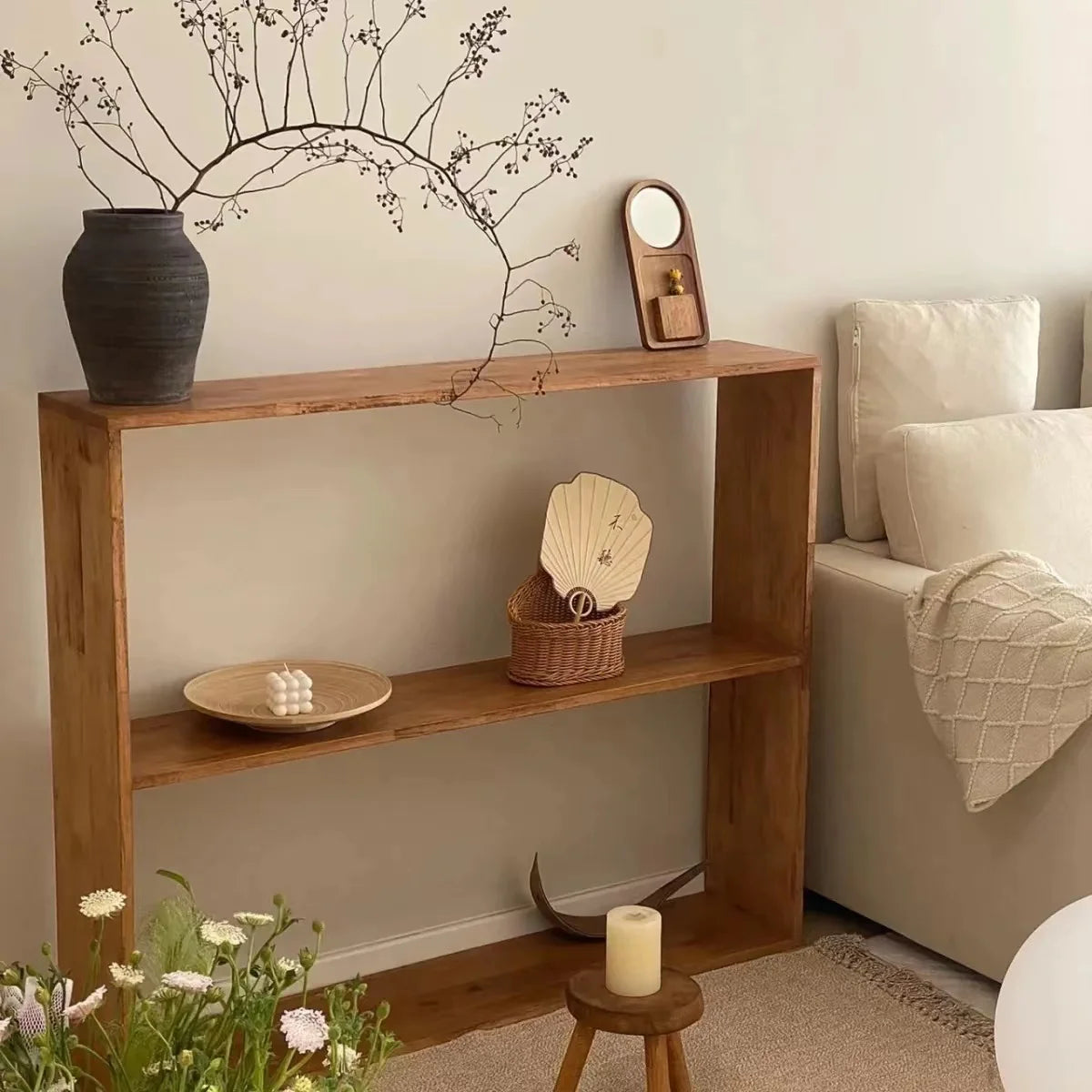 Vintage Solid Wood Wall Mirror