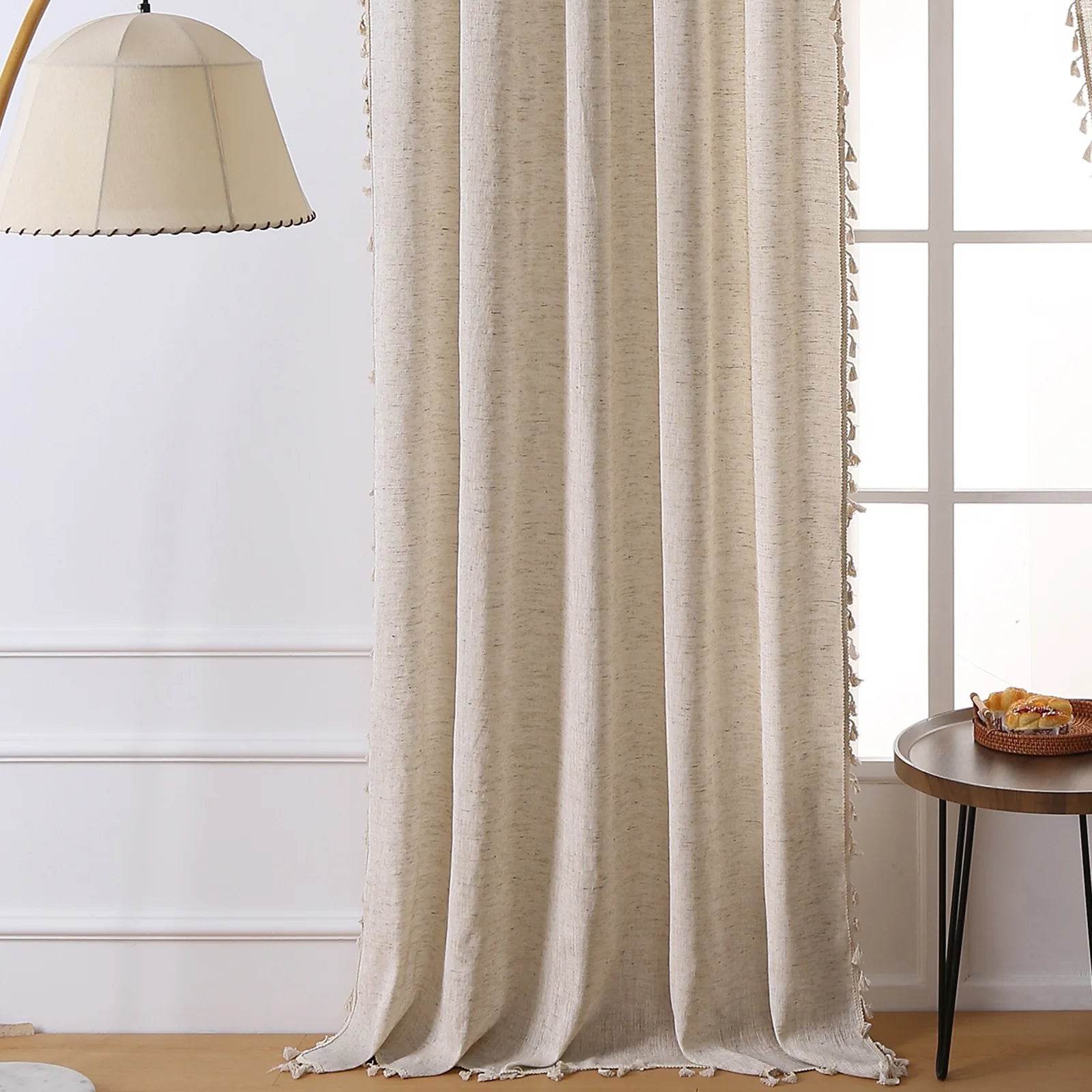 Boho Linen Tassel Curtain Panel