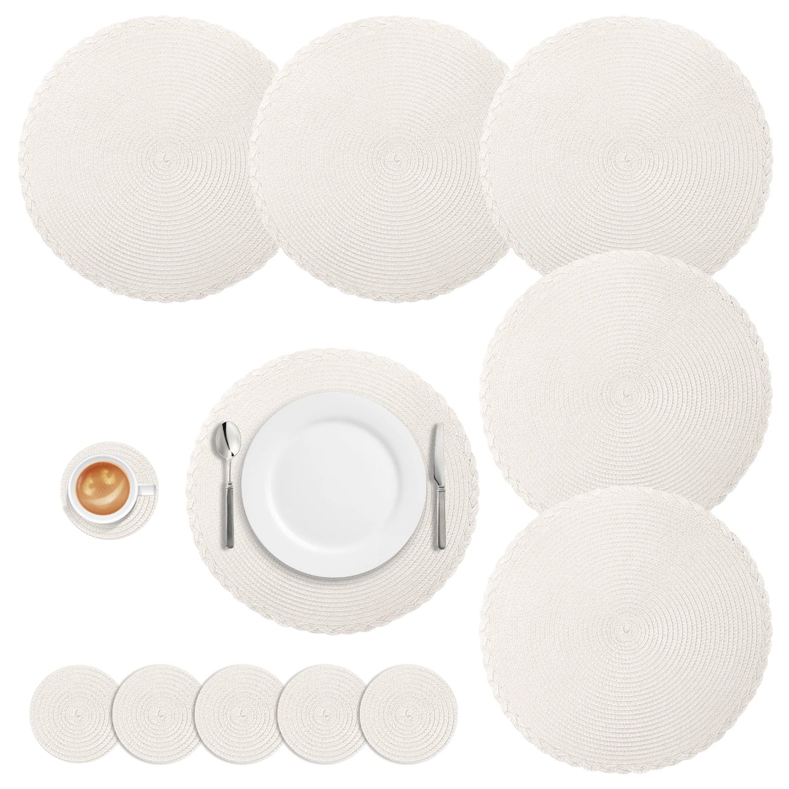 Braided Round Placemat and Coaster Set