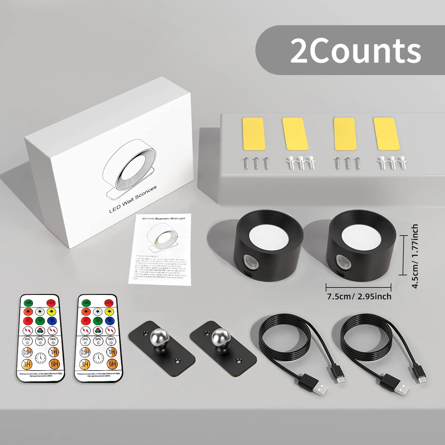 LED Wall Sconces light, 3 Brightness Levels 3 Color Modes Wall Lights,