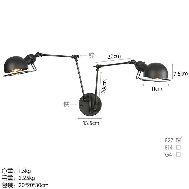 Modern Simple Adjustable Interior Led Wall Lamp White Black for Bedside