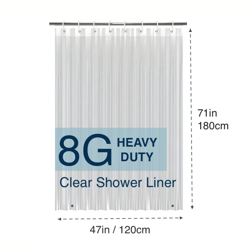 1pc Heavy Duty Clear Shower Curtain Liner with Metal Grommets