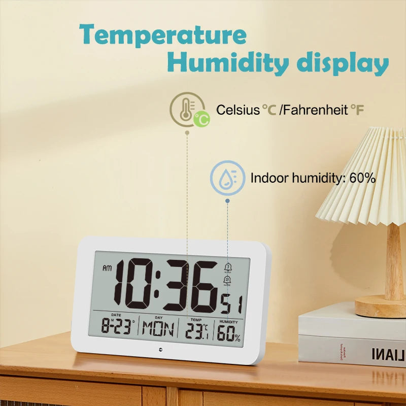 Large Digital Wall Clock with Temperature