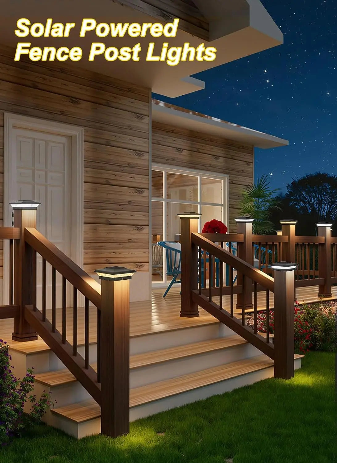 2/6pcs Solar Post Lamp 3000K 6000K Outdoor Garden Fence  Pillar Head Light For Villa Gate Landscape Decoration IP65 Column Lamp