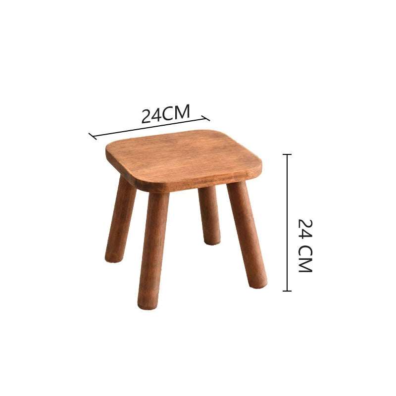Solid Wood Shoe Changing Stool, Walnut Finish
