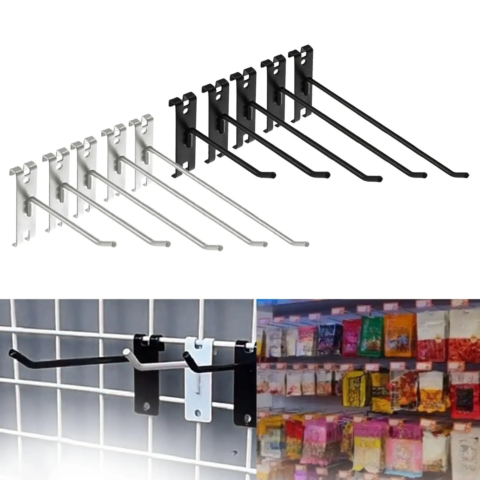 Metal Grid Wall Display Hooks Set of 5