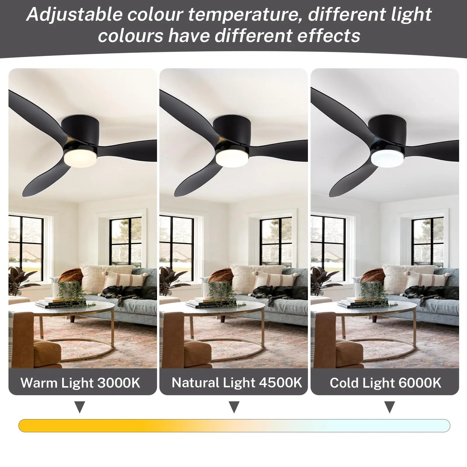 IRALAN Modern Ceiling Fan with LED Light DC motor Large Air Volume Remote Control for Kitchen Bedroom Dining room Patio