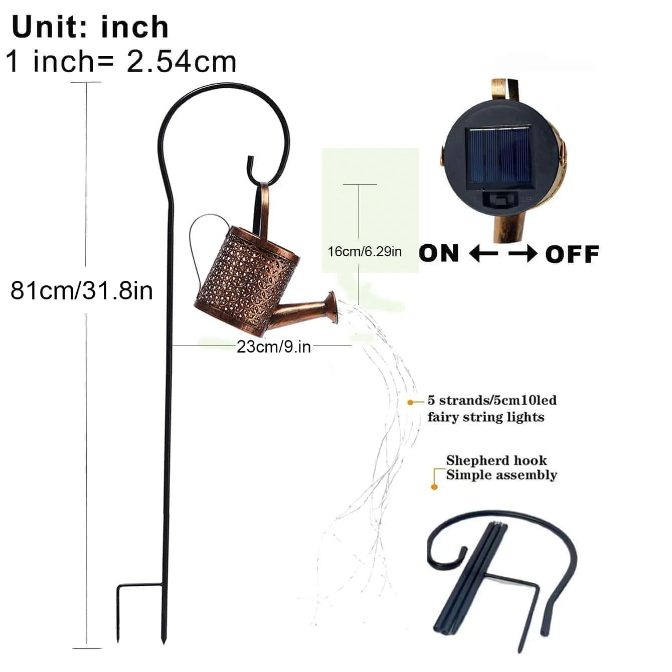 1PC Iron Solar Lantern Outdoor, Solar-Powered Garden Light