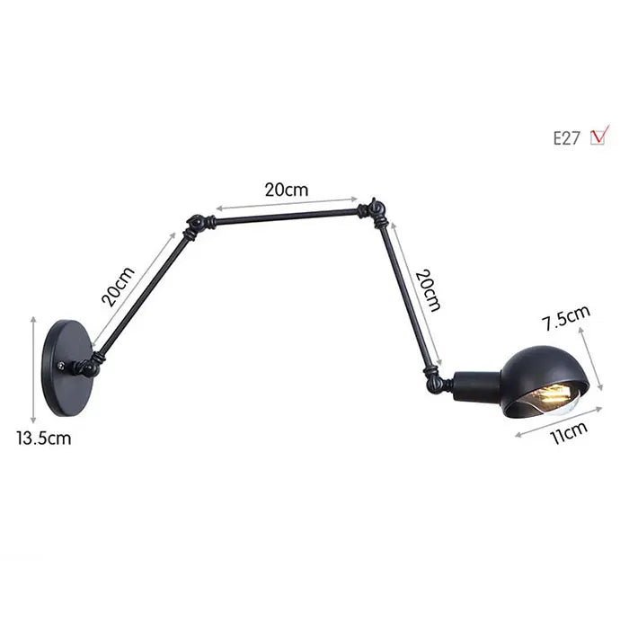 Loft Industrial adjustable long swing arm Wall lamp Fixture Vintage