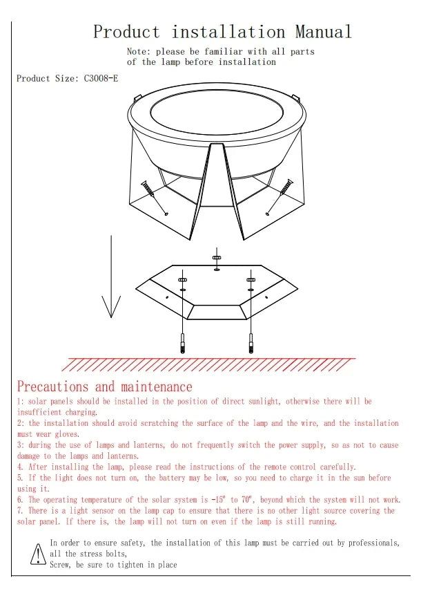 Solar Post Light Outdoor Column Pillar Light 3000K IP65 Garden