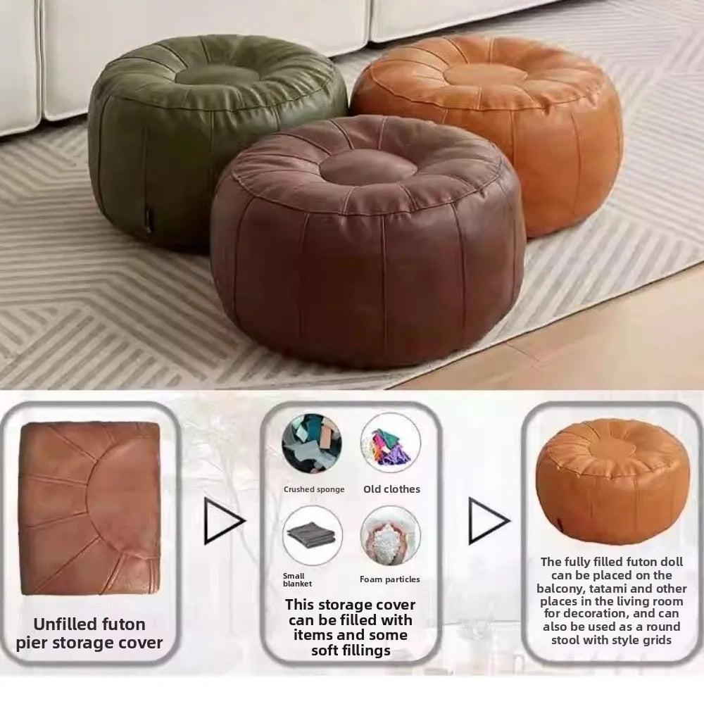 PU Leather Unstuffed Storage Pouf