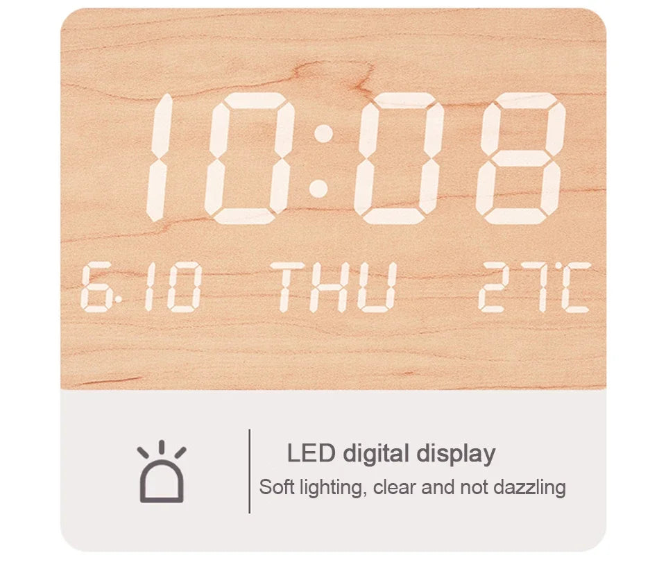 LED Digital Wall Clock with Temperature