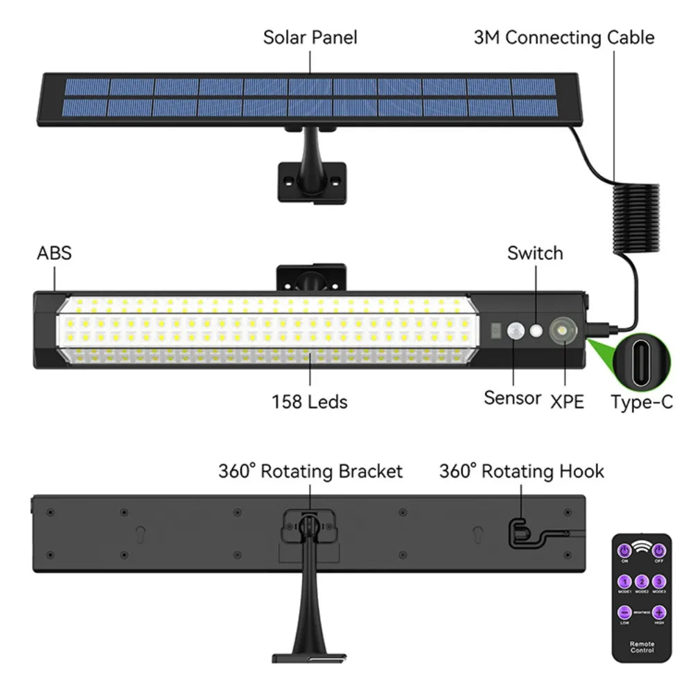 316 LED Solar Security Wall Light