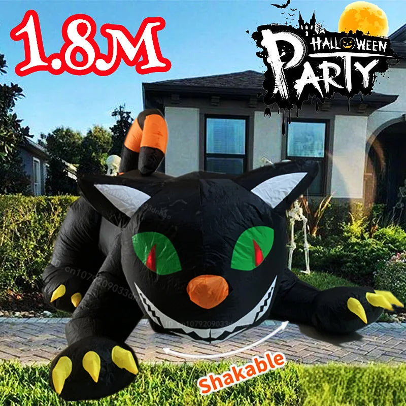6 ft Inflatable Shaking Head Cat with LED