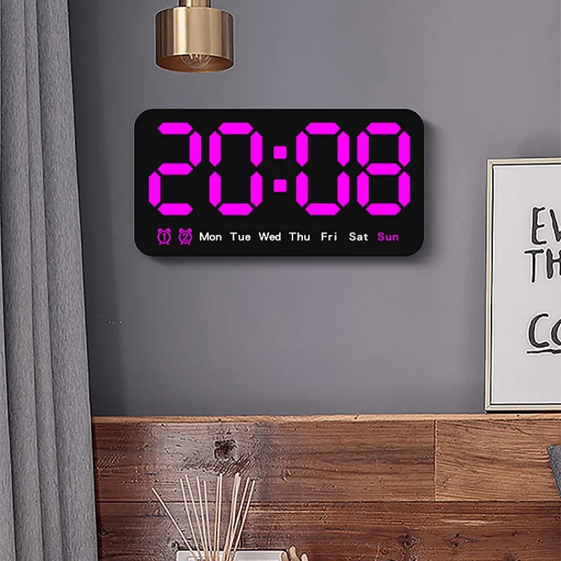 Voice Control Large Digital Wall Clock Temperature Date Week