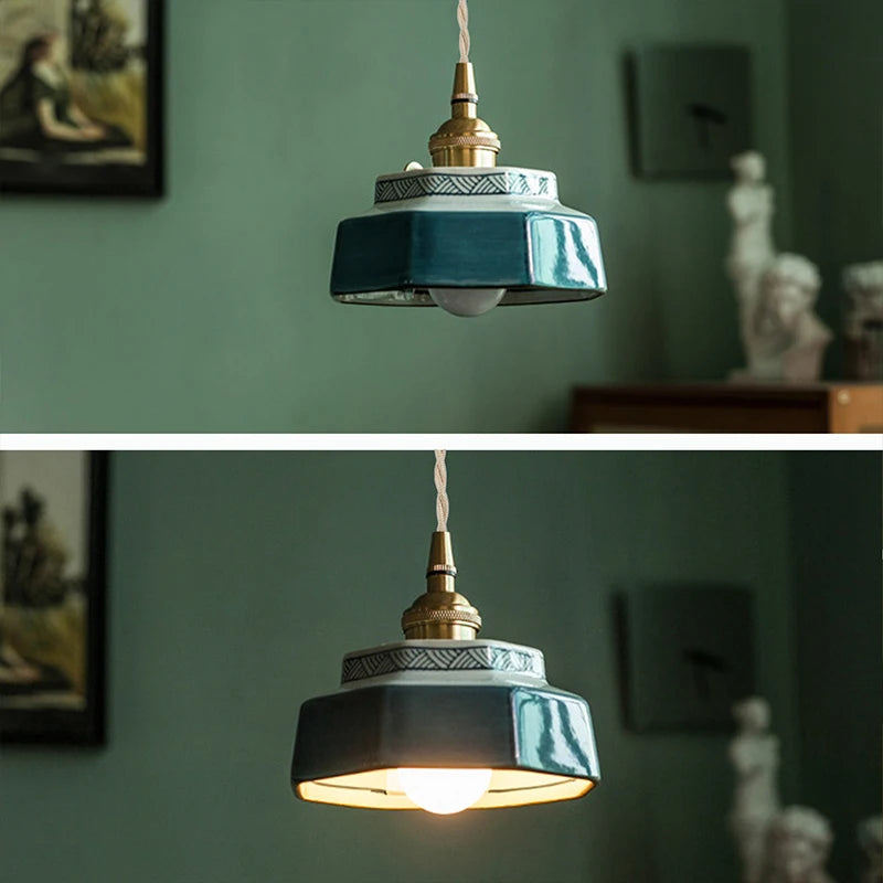 New Chinese-style retro ceramic pendant lights, Japanese-style