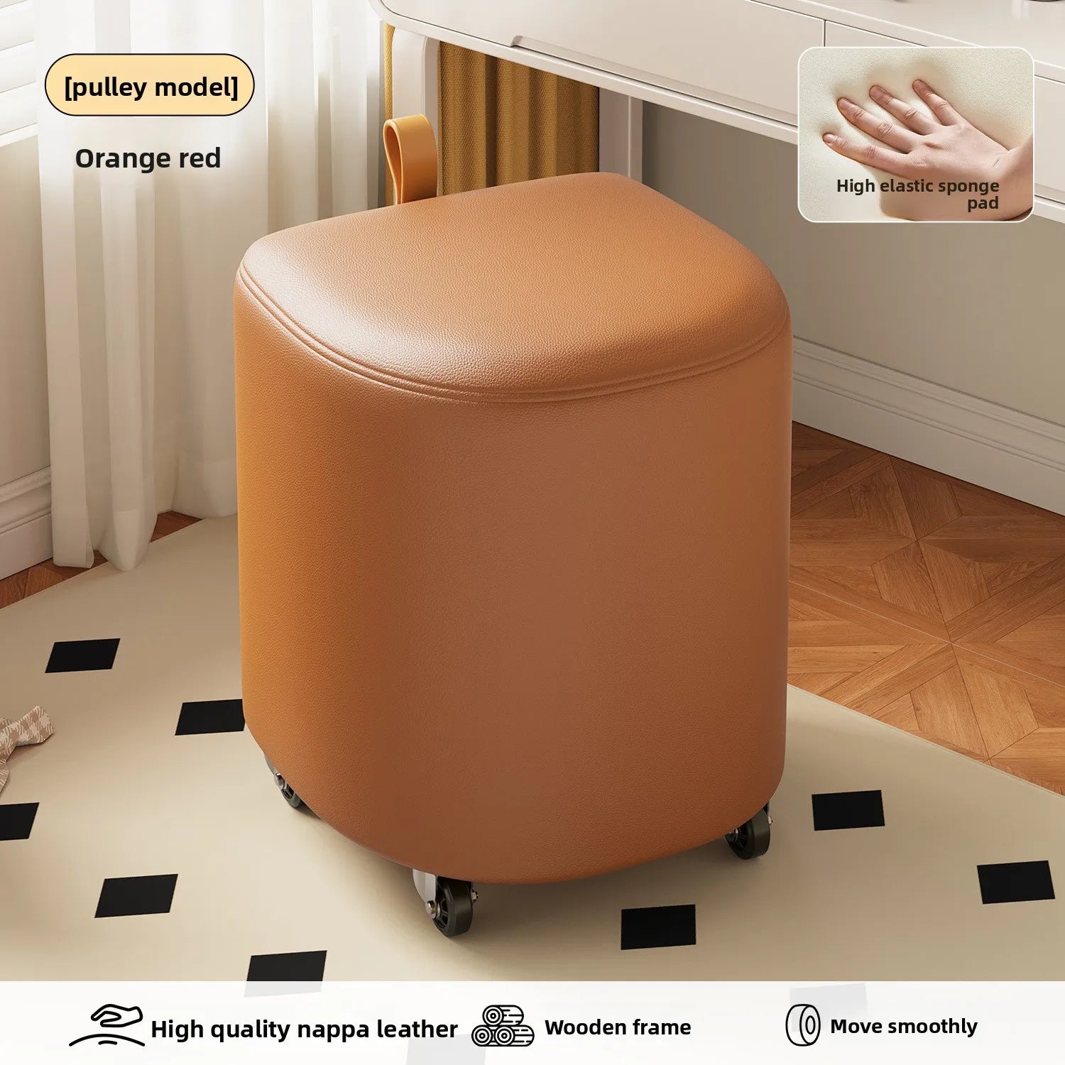Storage Vanity Stool with Wheels